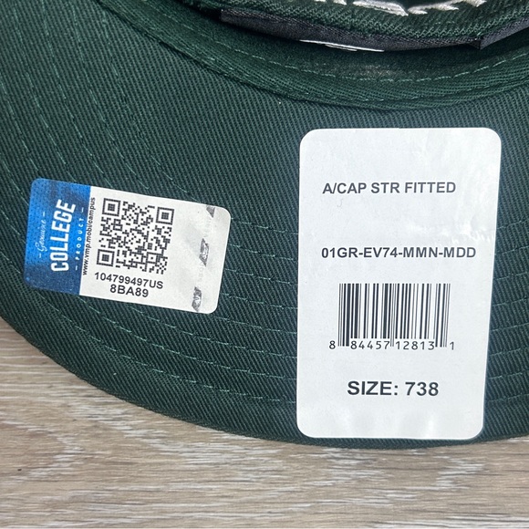 University of Miami Fitted Hat 7 3/8 NWT | Top of the World Green Cap | NCAA - Picture 2 of 6